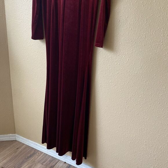 Ababalaya Crushed Velvet Maroon Red Slit Maxi Dress‎ XXL Dark Romantic - Picture 9 of 14